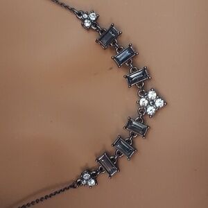 Avon SAQ Black Emerald Cut  Rhinestone Statement Necklace